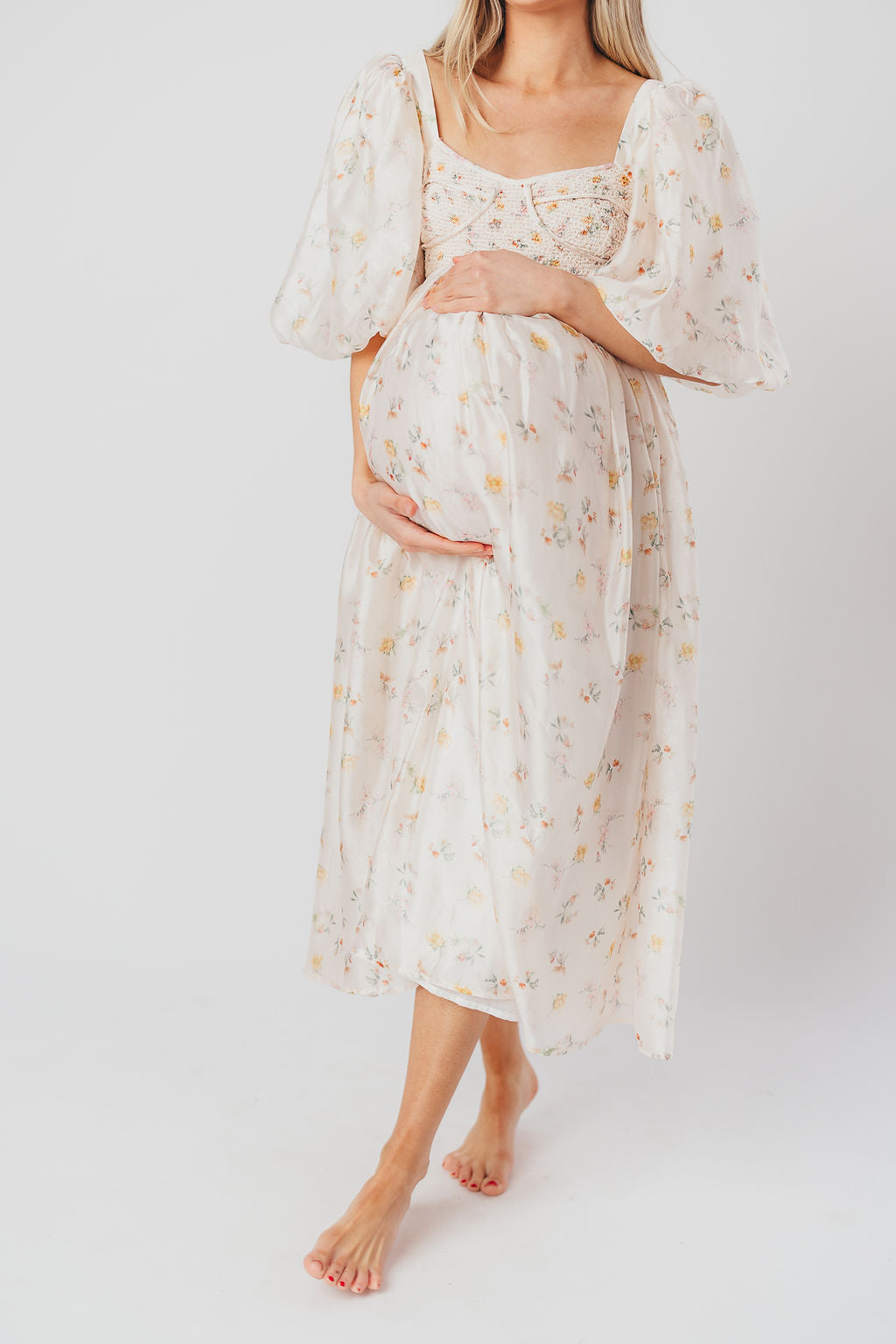 Harlow Maxi Dress in Tiny Yellow Floral - Bump Friendly & Inclusive Sizing (S-3XL)