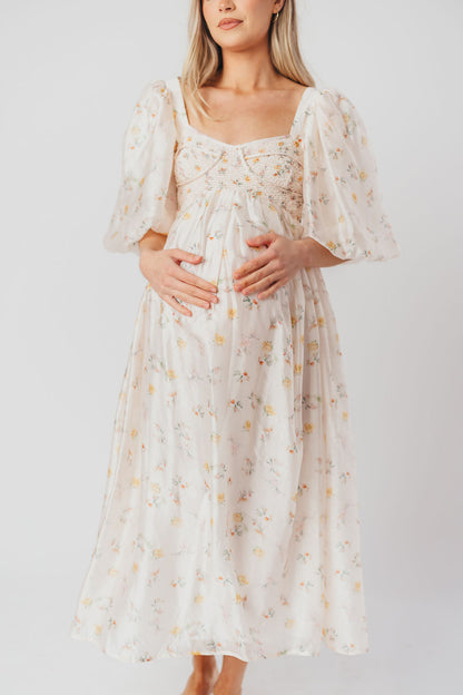 Harlow Maxi Dress in Tiny Yellow Floral - Bump Friendly & Inclusive Sizing (S-3XL)