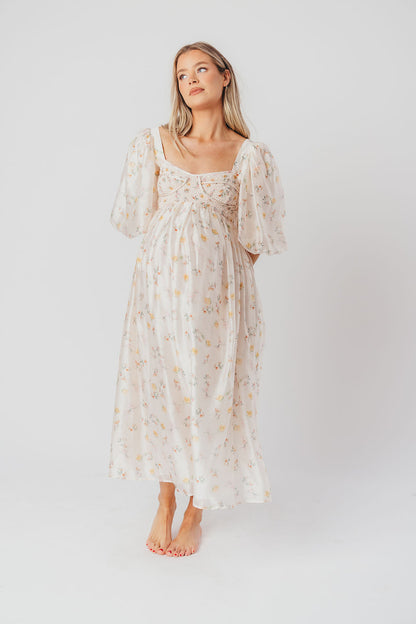 Harlow Maxi Dress in Tiny Yellow Floral - Bump Friendly & Inclusive Sizing (S-3XL)