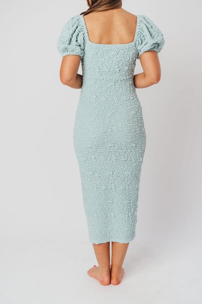 Blakeley Textured Midi Dress in Seafoam - Bump Friendly & Inclusive Sizing (S-1XL)