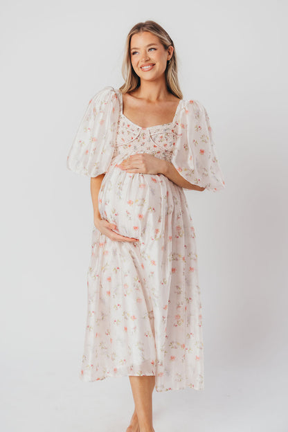 Harlow Maxi Dress in Tiny Pink Floral - Bump Friendly & Inclusive Sizing (S-3XL)