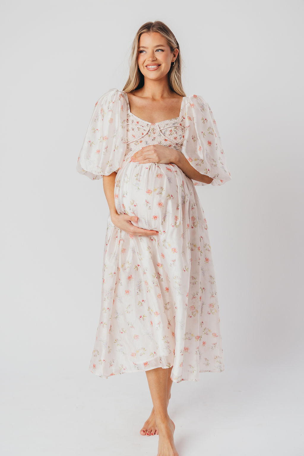 Harlow Maxi Dress in Tiny Pink Floral - Bump Friendly & Inclusive Sizing (S-3XL)