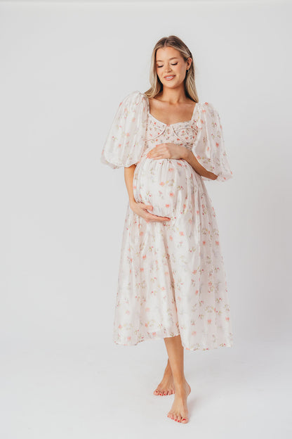 Harlow Maxi Dress in Tiny Pink Floral - Bump Friendly & Inclusive Sizing (S-3XL)