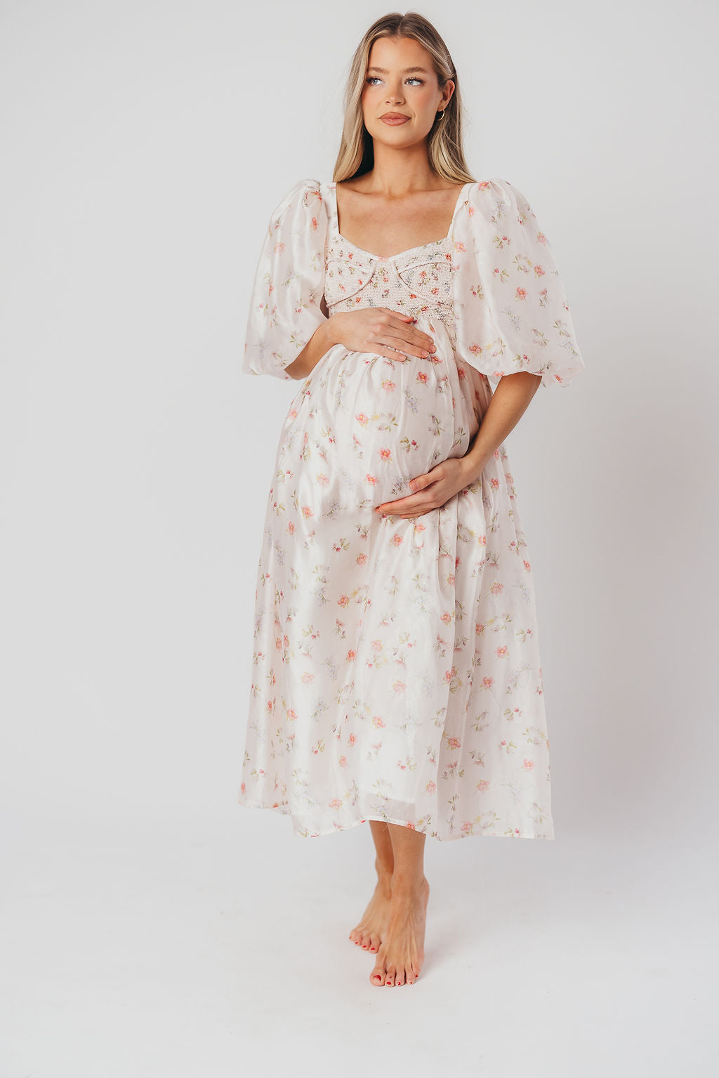 Harlow Maxi Dress in Tiny Pink Floral - Bump Friendly & Inclusive Sizing (S-3XL)