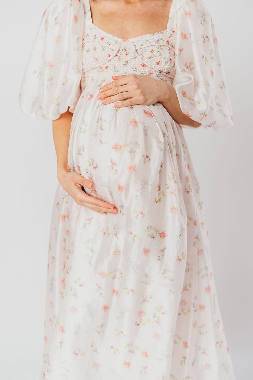 Harlow Maxi Dress in Tiny Pink Floral - Bump Friendly & Inclusive Sizing (S-3XL)