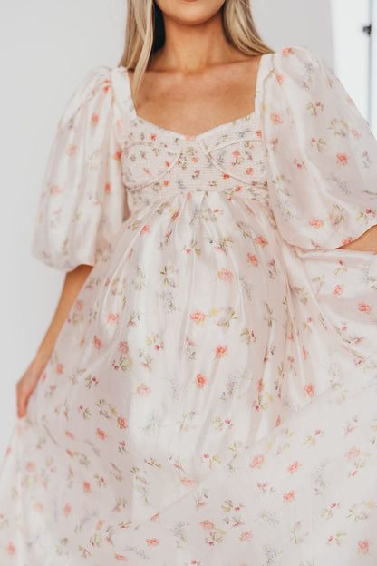 Harlow Maxi Dress in Tiny Pink Floral - Bump Friendly & Inclusive Sizing (S-3XL)