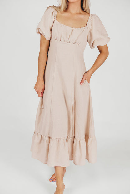 Beatrice Linen Fit-and-Flare Maxi Dress in Linen