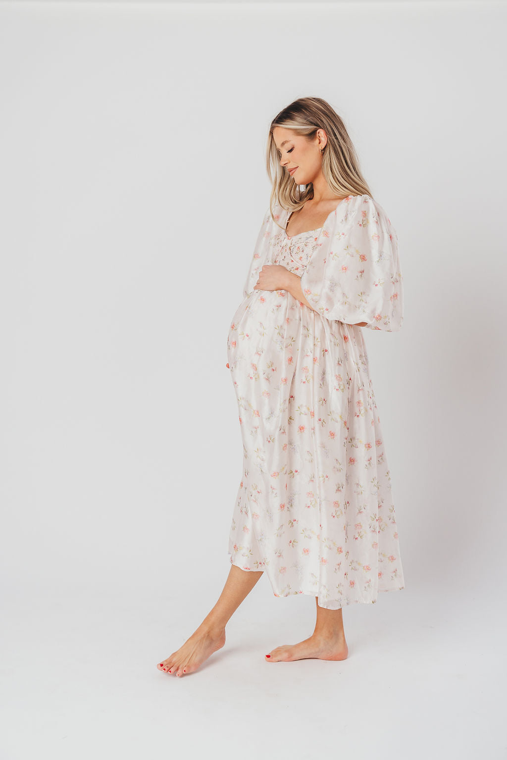 Harlow Maxi Dress in Tiny Pink Floral - Bump Friendly & Inclusive Sizing (S-3XL)