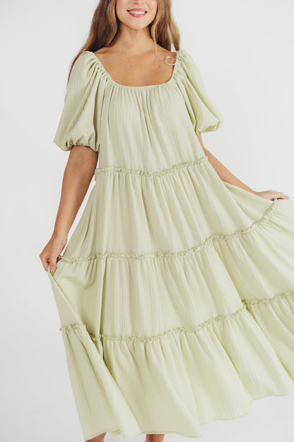 Eva Puffed Sleeve Maxi Dress in Sage - Bump Friendly (S-3XL)