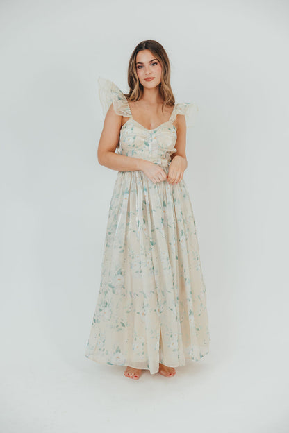 Lucy Organza Maxi Dress in Cream Floral