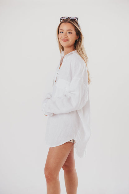 Marion 100% Cotton Oversized Shirt in White