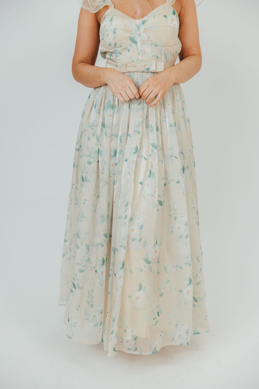 Lucy Organza Maxi Dress in Cream Floral