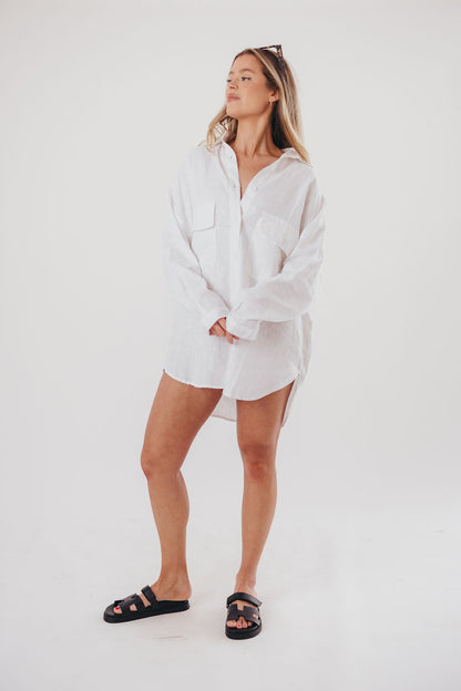 Marion 100% Cotton Oversized Shirt in White