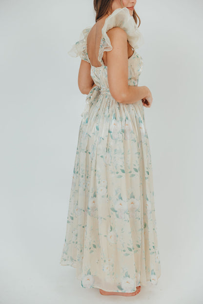 Lucy Organza Maxi Dress in Cream Floral