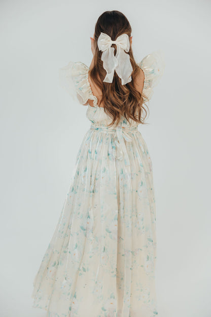 Lucy Organza Maxi Dress in Cream Floral