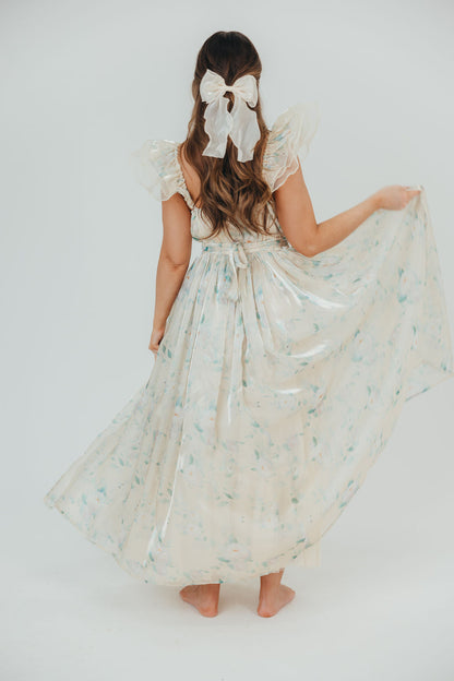 Lucy Organza Maxi Dress in Cream Floral