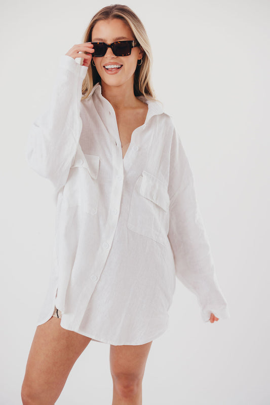 Marion 100% Cotton Oversized Shirt in White