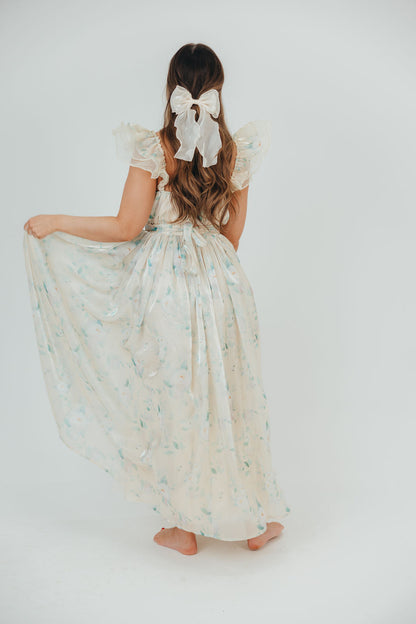 Lucy Organza Maxi Dress in Cream Floral