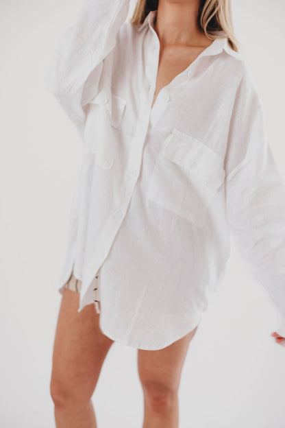 Marion 100% Cotton Oversized Shirt in White