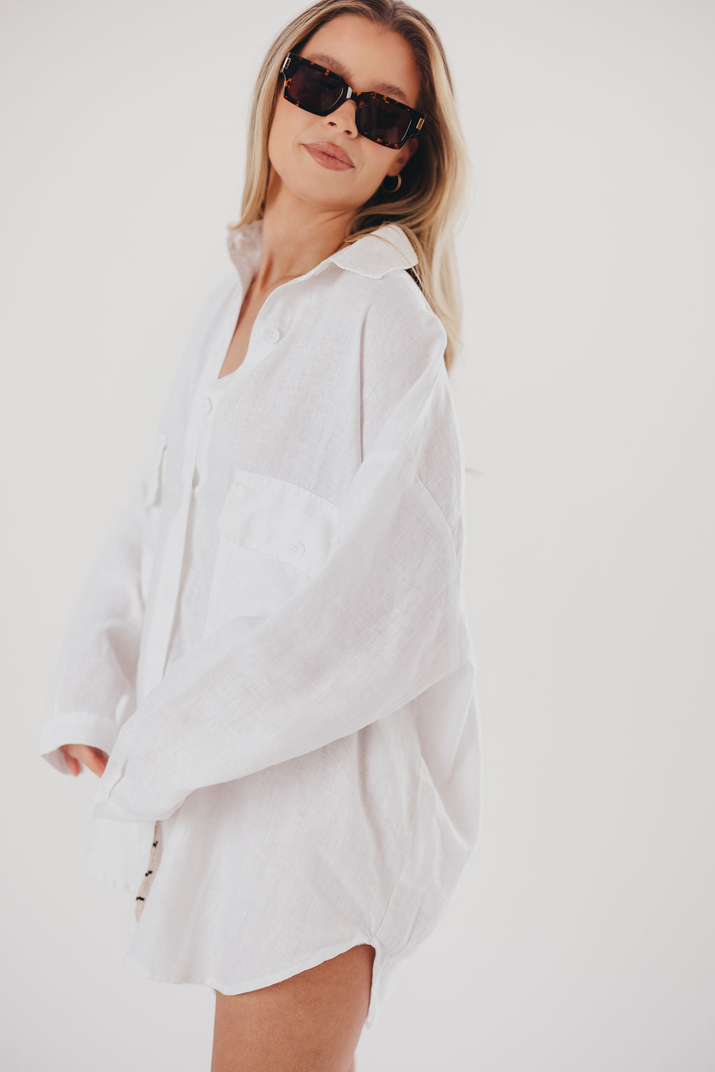 Marion 100% Cotton Oversized Shirt in White