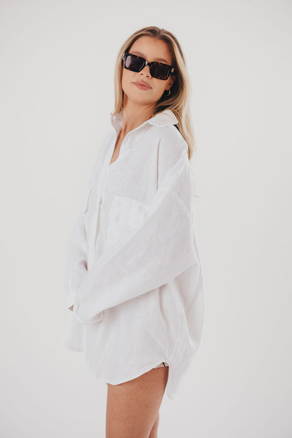 Marion 100% Cotton Oversized Shirt in White