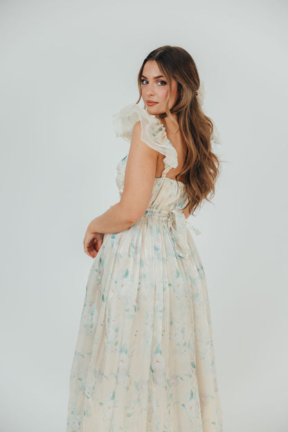 Lucy Organza Maxi Dress in Cream Floral