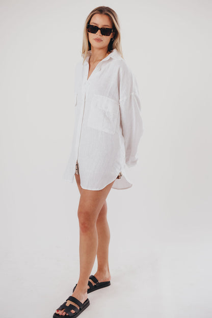 Marion 100% Cotton Oversized Shirt in White