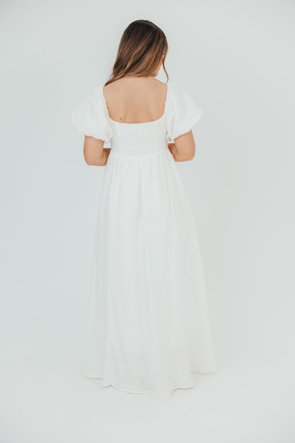 Candace Maxi Dress in Off-White - 100% Linen - Bump Friendly