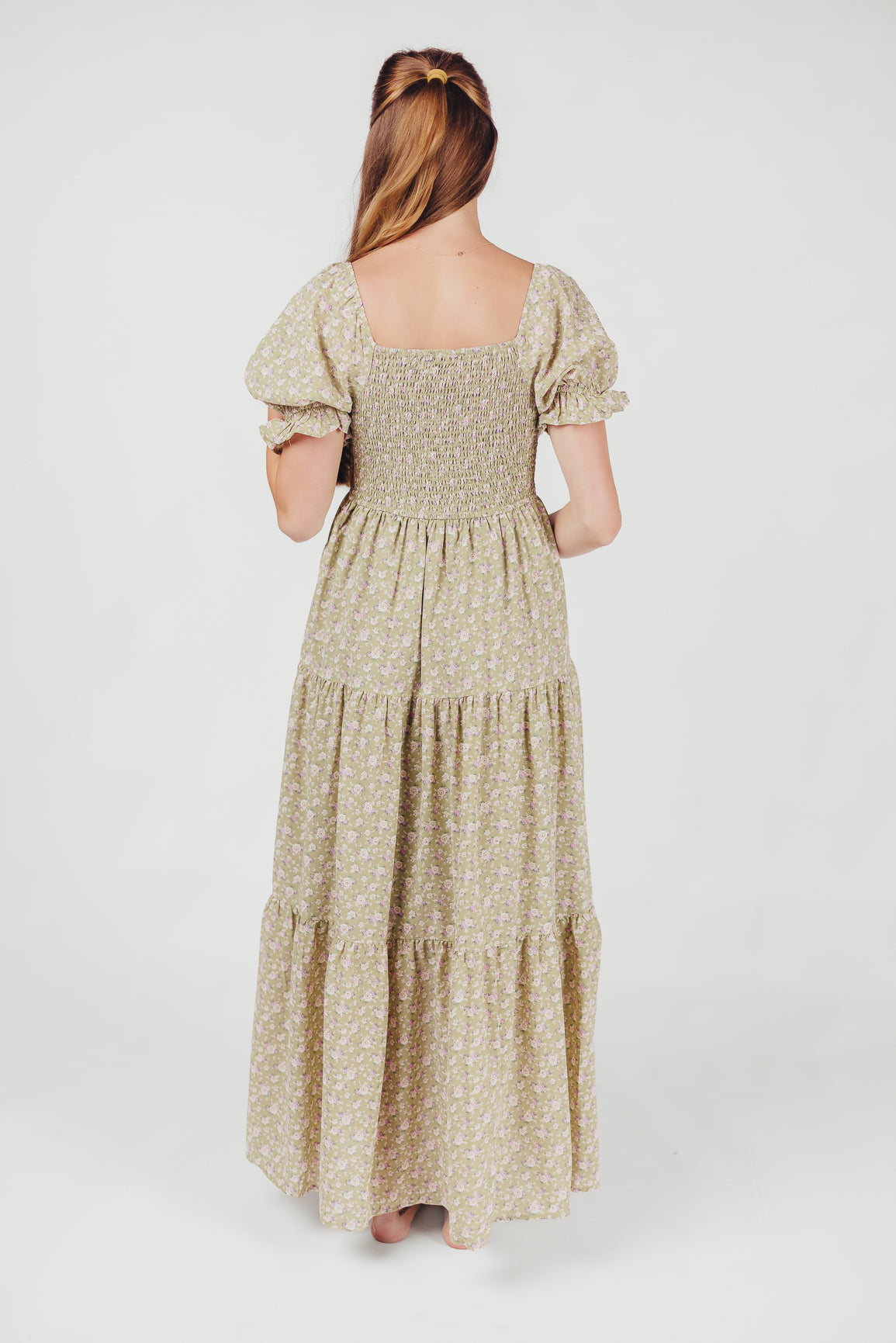 Patton Sweetheart Neckline Tiered Maxi Dress in Sage