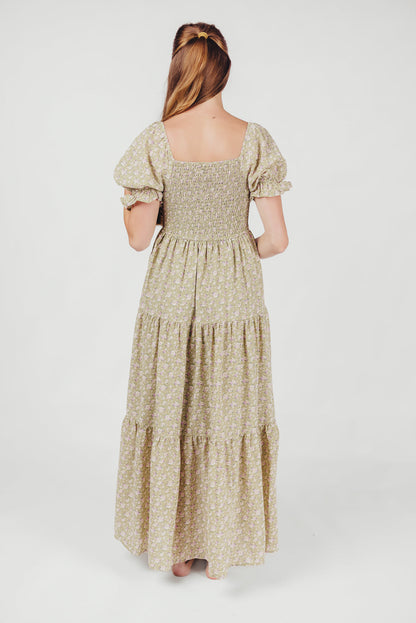 Patton Sweetheart Neckline Tiered Maxi Dress in Sage