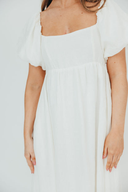 Candace Maxi Dress in Off-White - 100% Linen - Bump Friendly