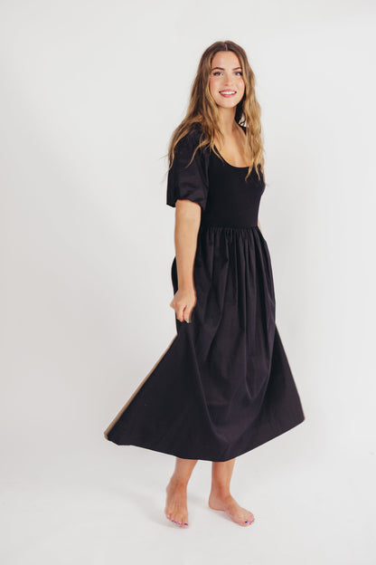 The Premium Alana Midi Dress in Black