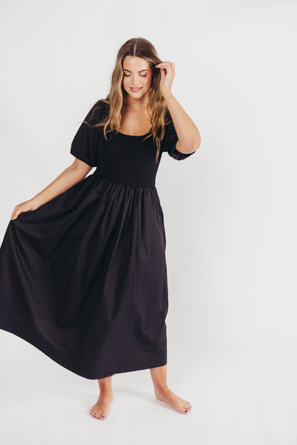 The Premium Alana Midi Dress in Black