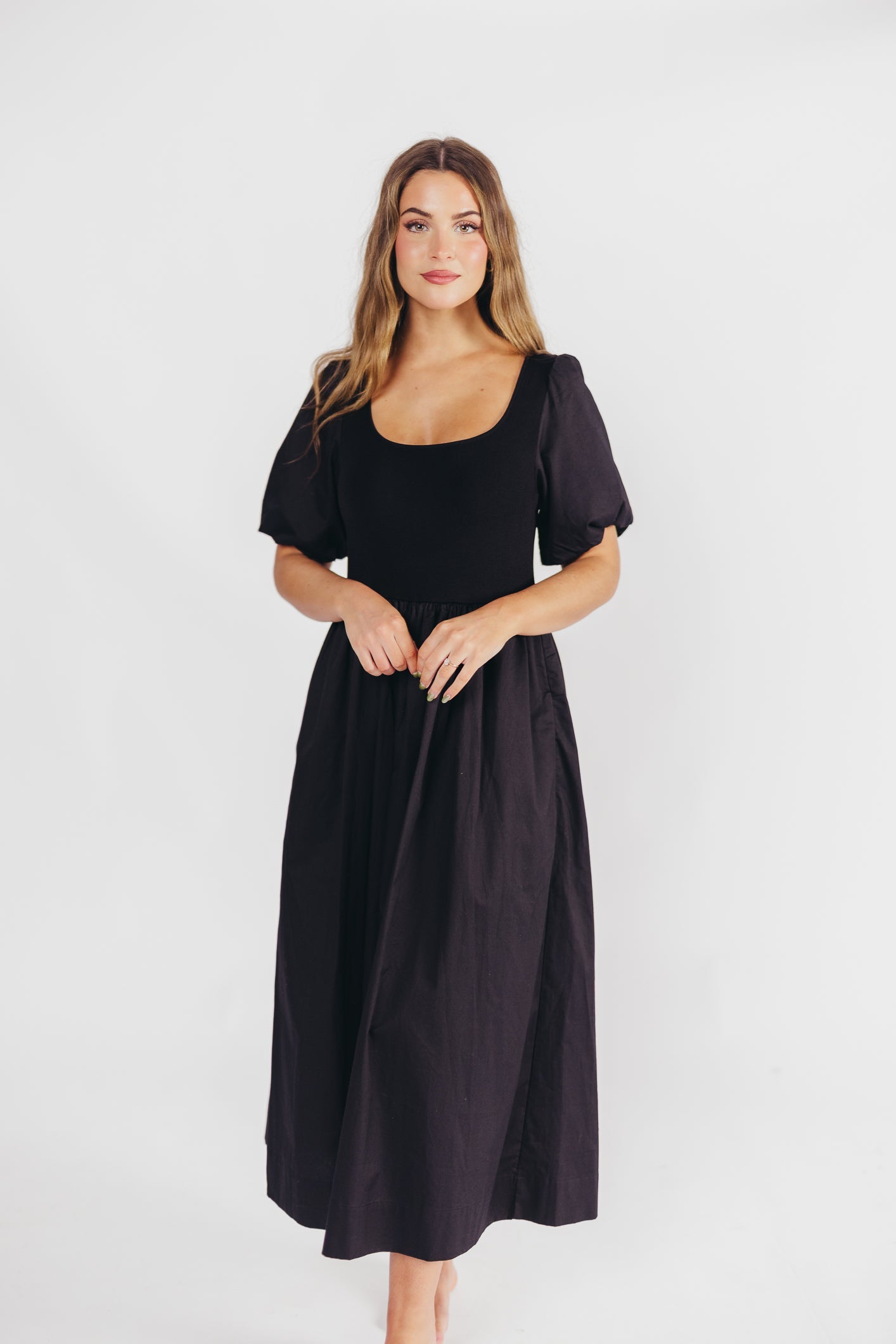 The Premium Alana Midi Dress in Black