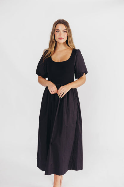 The Premium Alana Midi Dress in Black