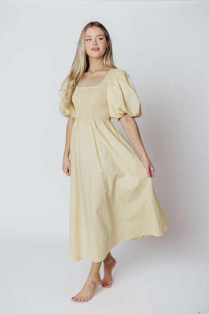 Ana Cotton & Linen Midi Dress in Vanilla (XXS-XXL)