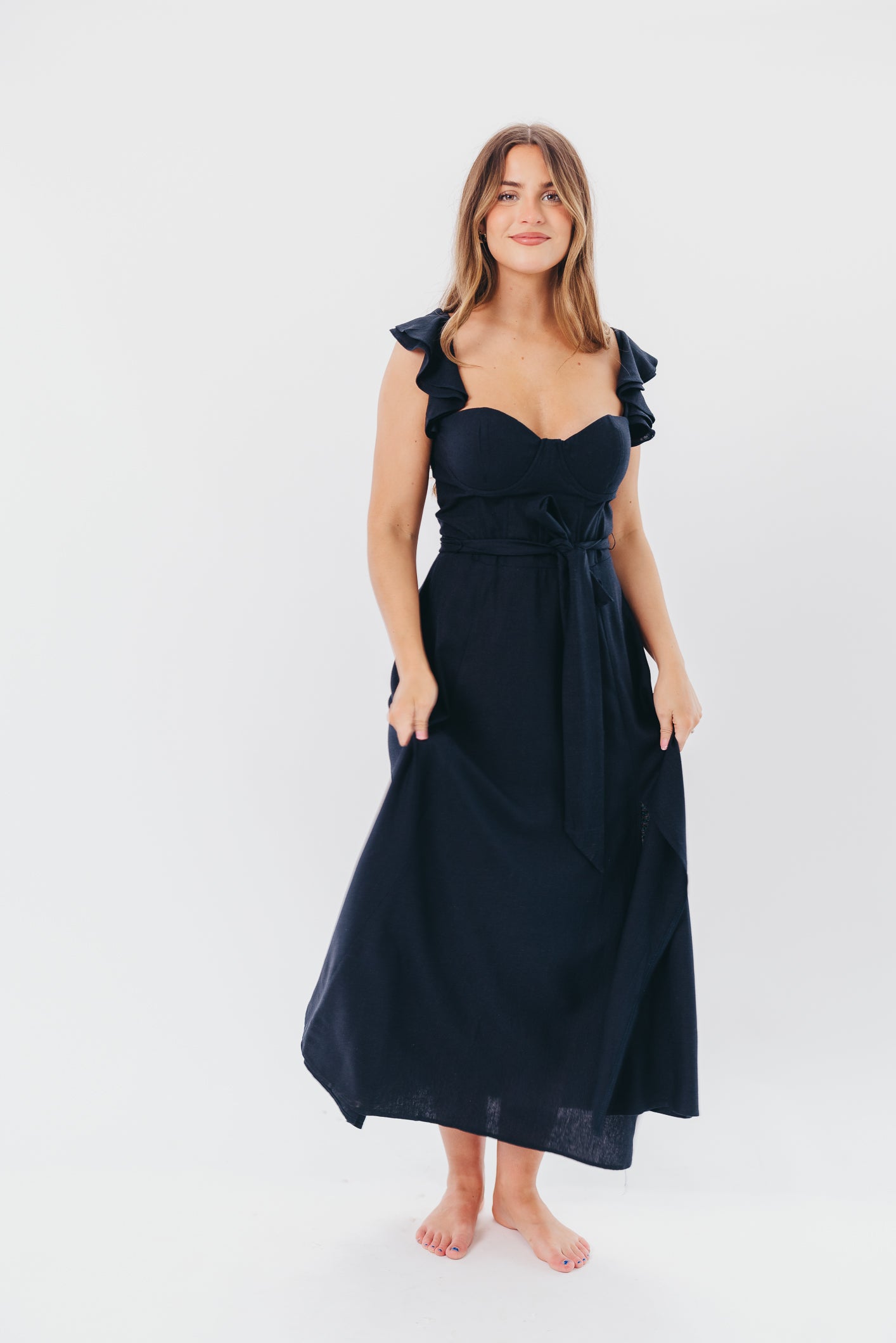 Kathleen Bustier Maxi Dress in Navy