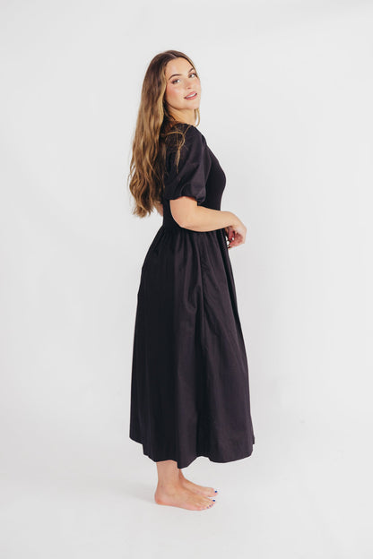 The Premium Alana Midi Dress in Black