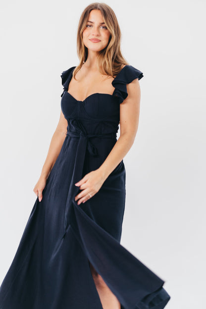 Kathleen Bustier Maxi Dress in Navy