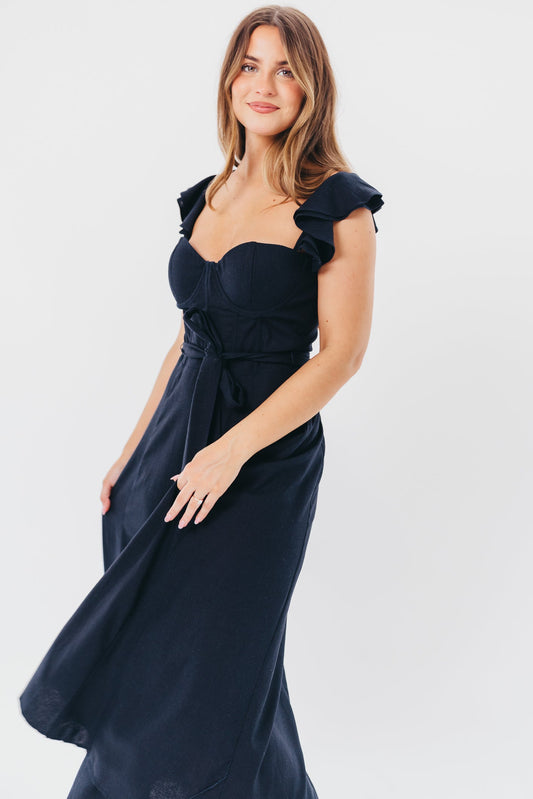 Kathleen Bustier Maxi Dress in Navy