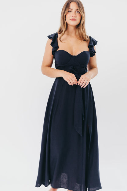 Kathleen Bustier Maxi Dress in Navy