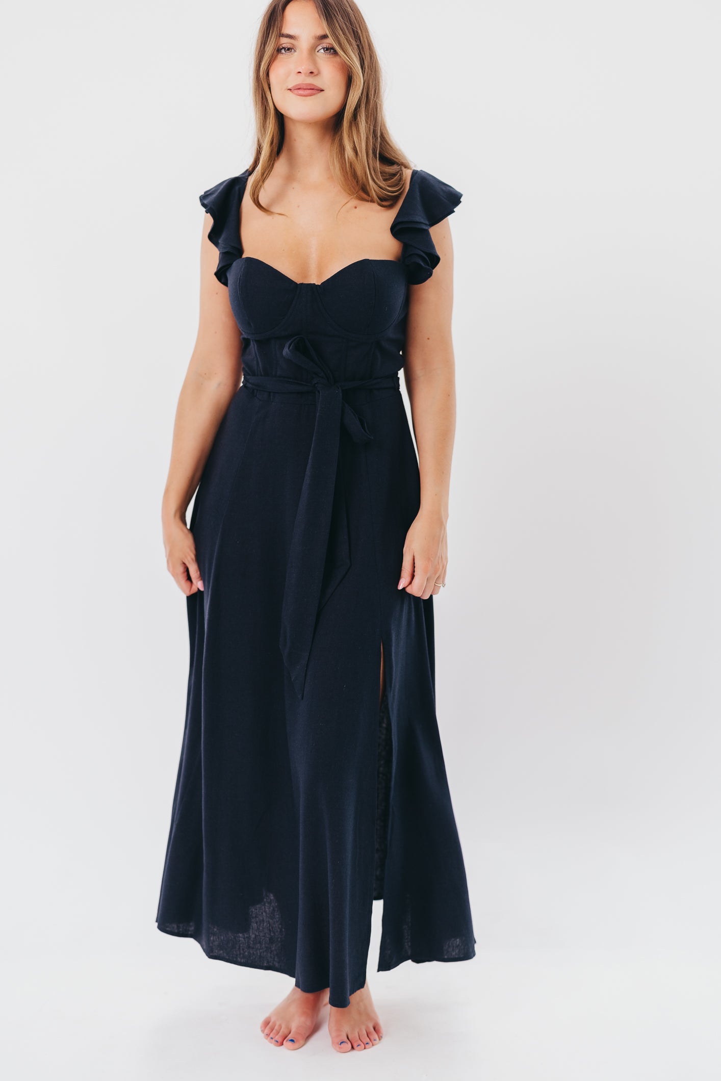 Kathleen Bustier Maxi Dress in Navy