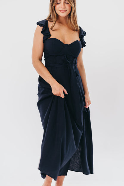 Kathleen Bustier Maxi Dress in Navy