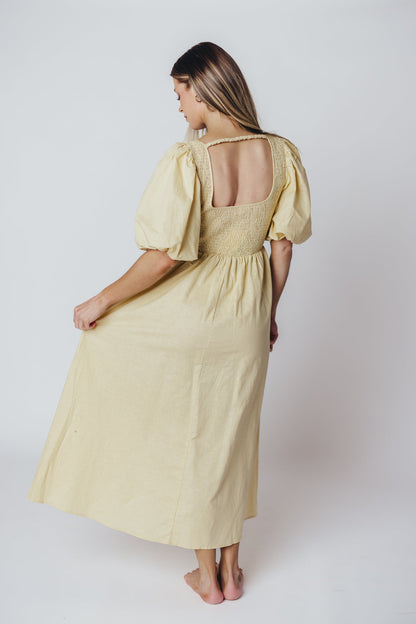 Ana Cotton & Linen Midi Dress in Vanilla (XXS-XXL)