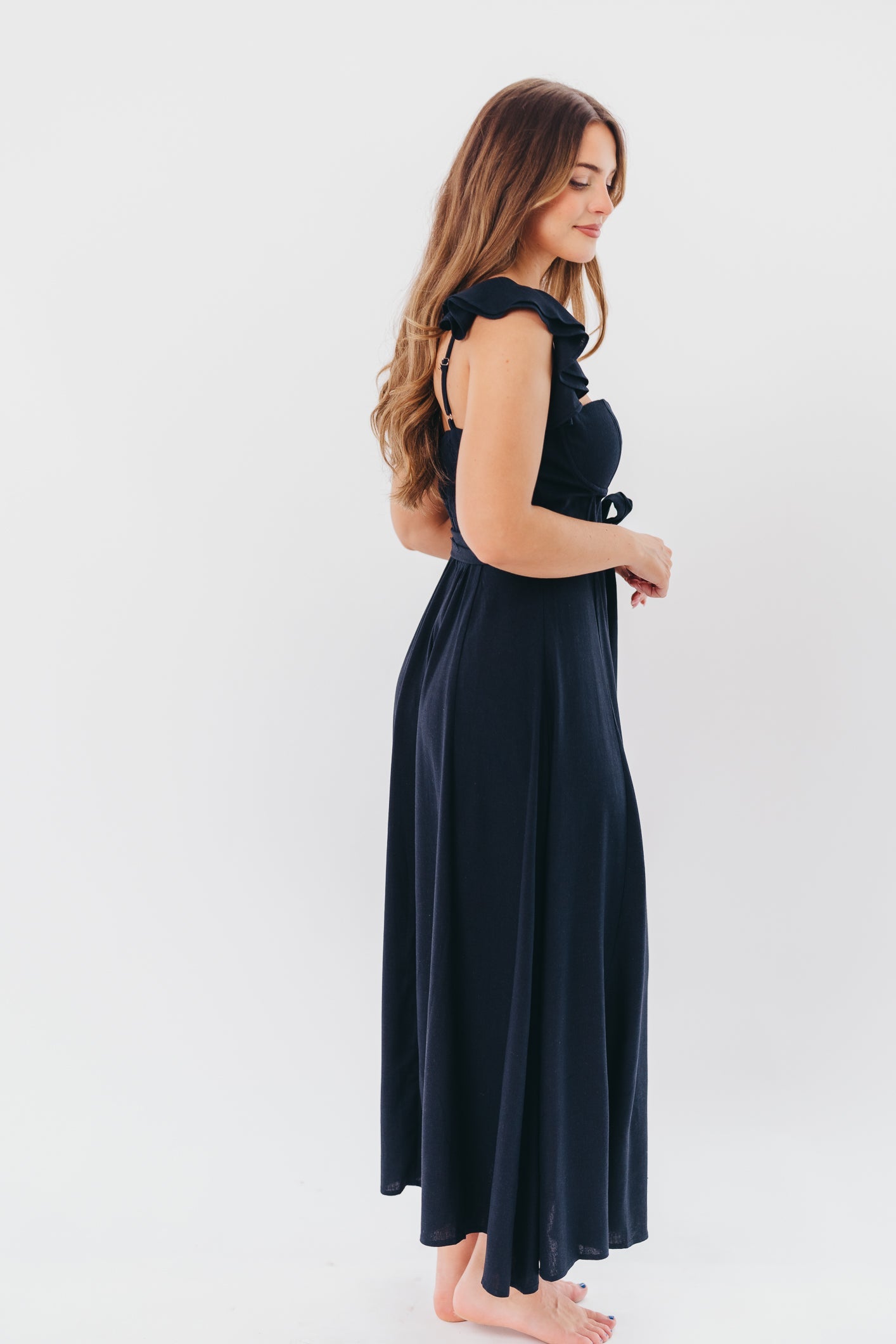 Kathleen Bustier Maxi Dress in Navy