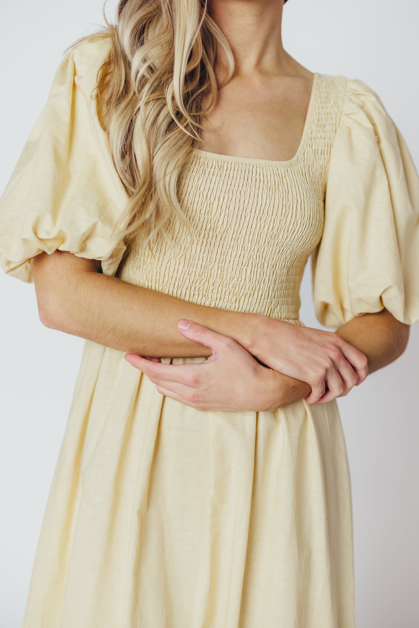 Ana Cotton & Linen Midi Dress in Vanilla (XXS-XXL)