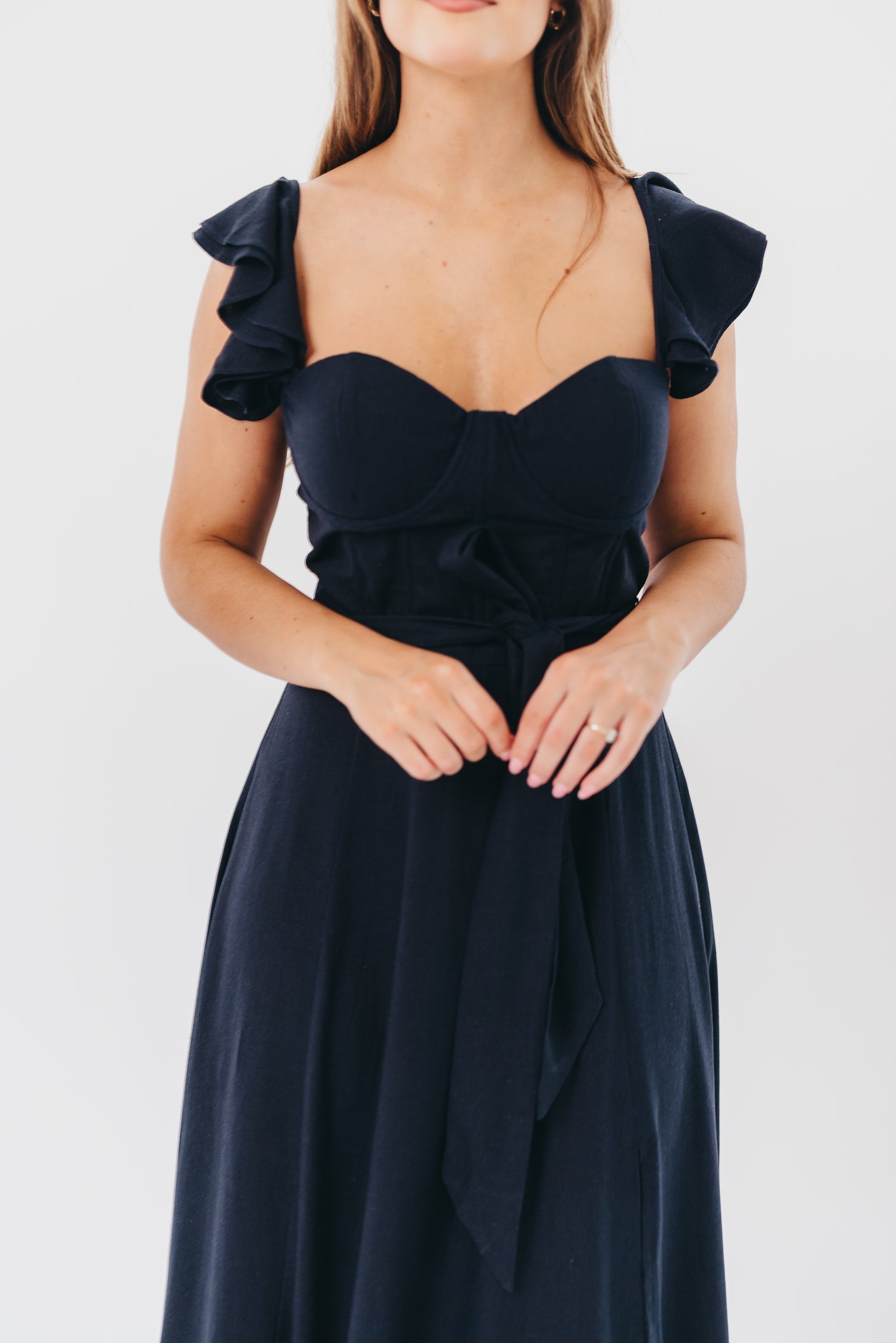 Kathleen Bustier Maxi Dress in Navy