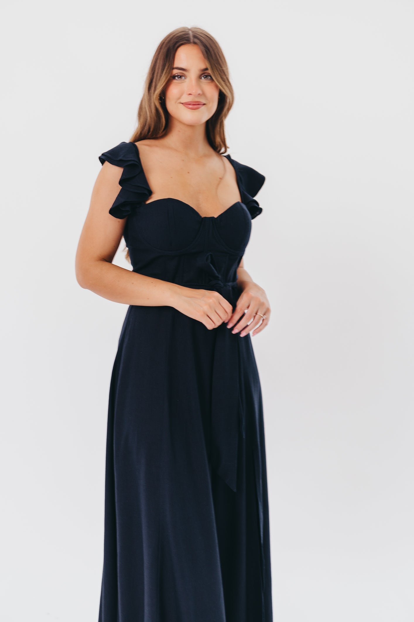 Kathleen Bustier Maxi Dress in Navy