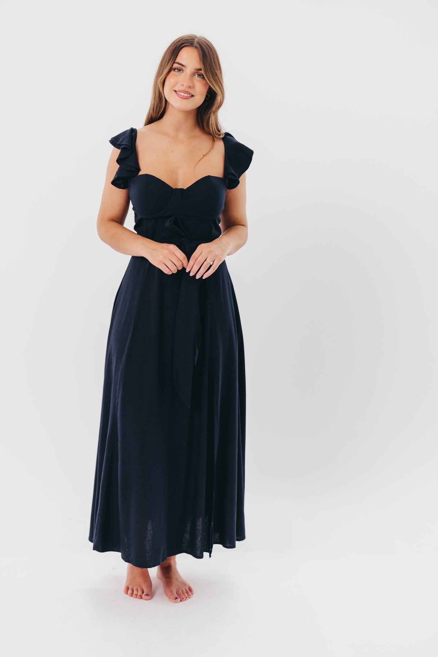 Kathleen Bustier Maxi Dress in Navy