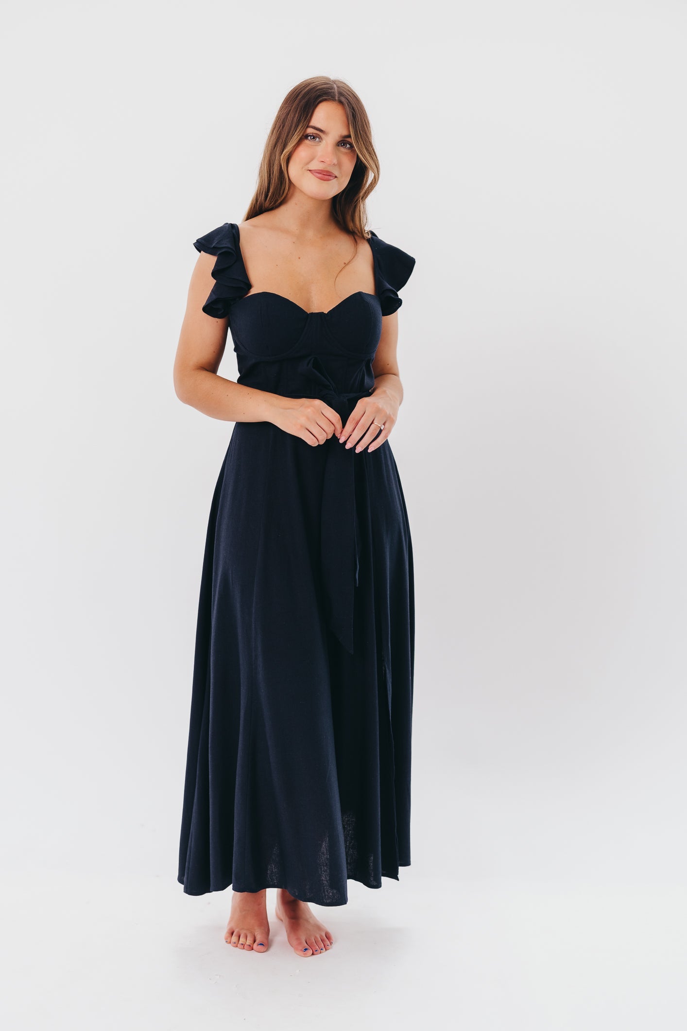 Kathleen Bustier Maxi Dress in Navy